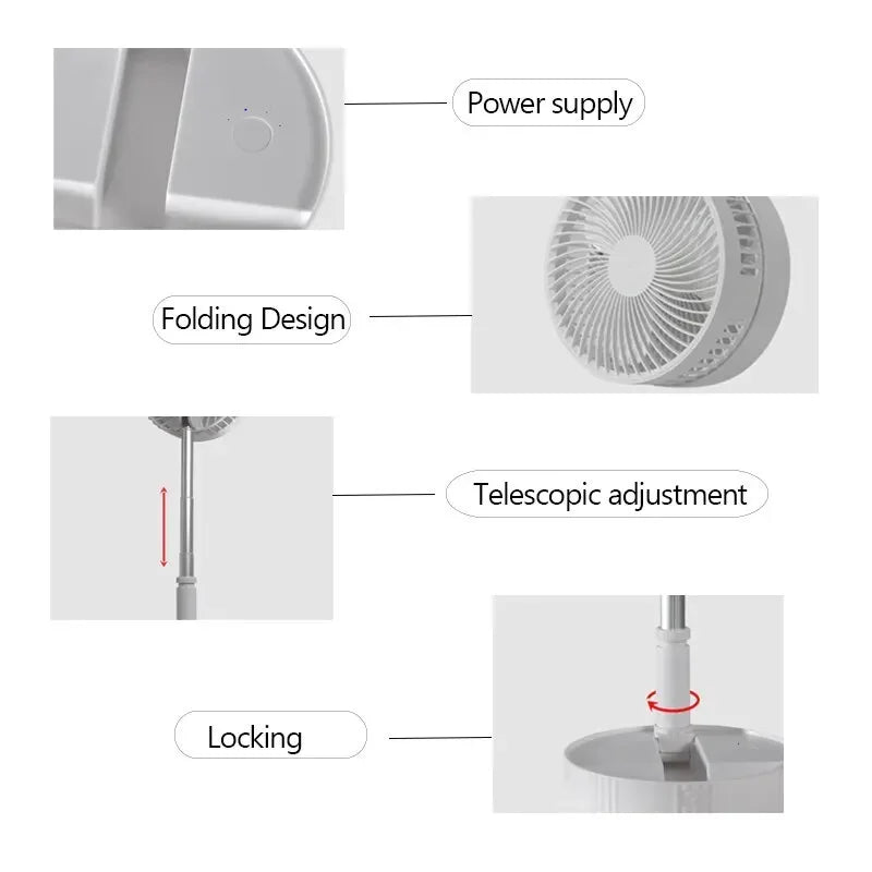 Wireless Telescopic Folding Low Noise Fan